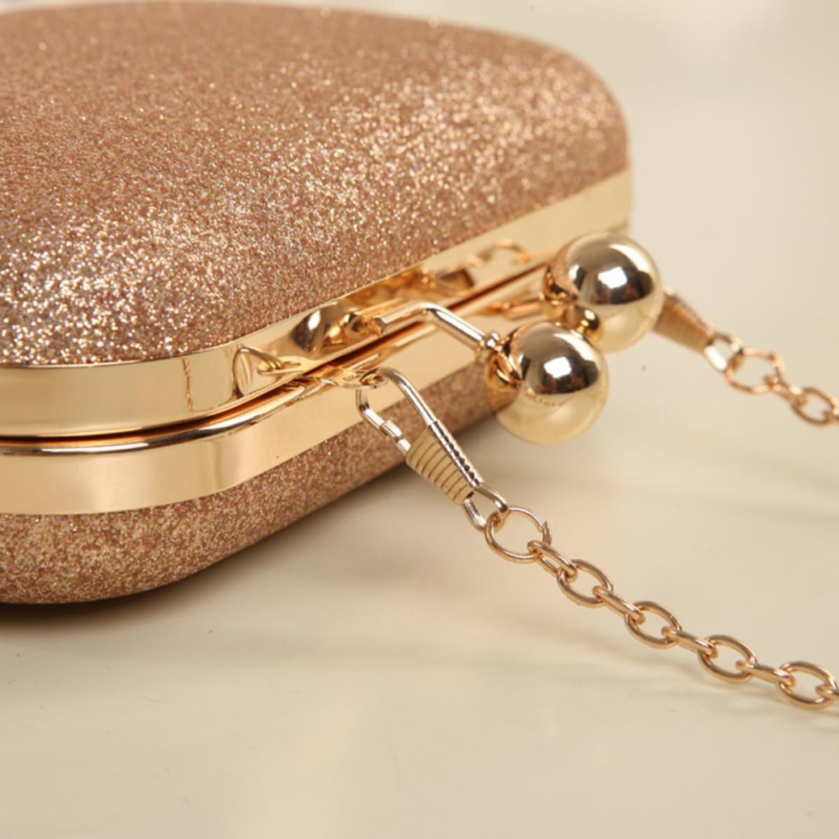 Beavorty Mini Chain Handbag for Women, Elegant Gold Evening Satchel