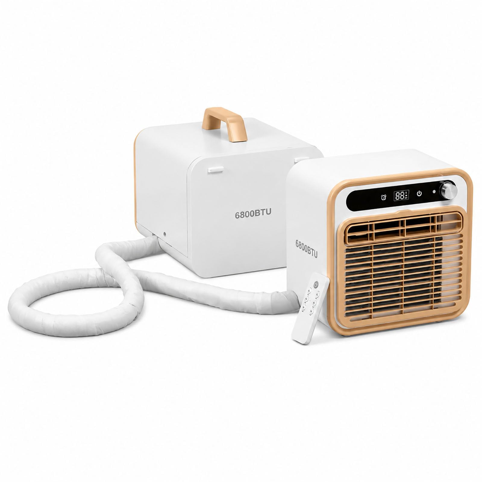Przenośny klimatyzator typu split 6800 BTU, moc chłodnicza 1500 W, cicha praca, pilot i timer 12-godzinny – idealny na kemping, do przyczepy kempingowej, kampera, sypialni i biura