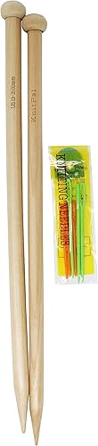 KnitPal Agujas de tejer de madera de 14 pulgadas (13.8 in), tamaño 19, agujas de tejer grandes de madera de roble real para hilo grueso, agujas de