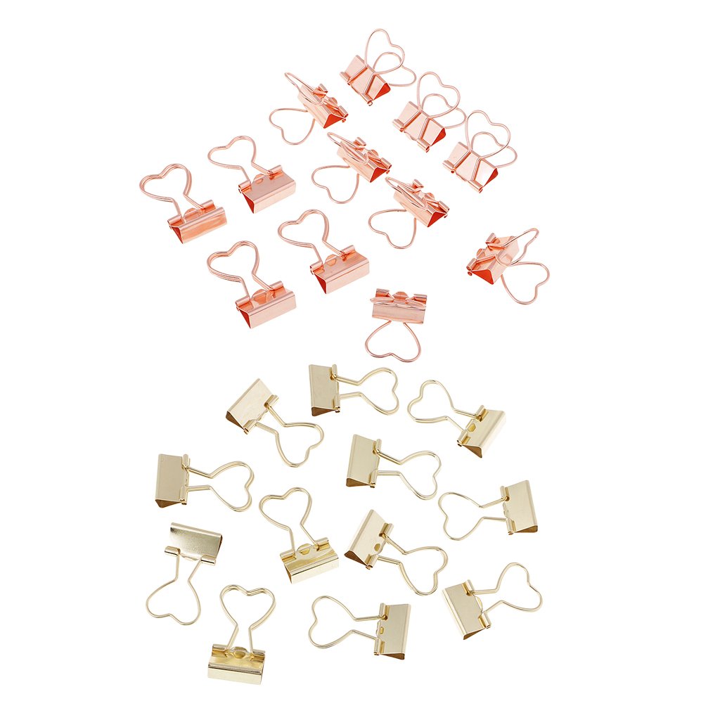 10 Set 12 Stück Metall Foldback Binder Clips Schule Büro Büroklammern Rose Gold