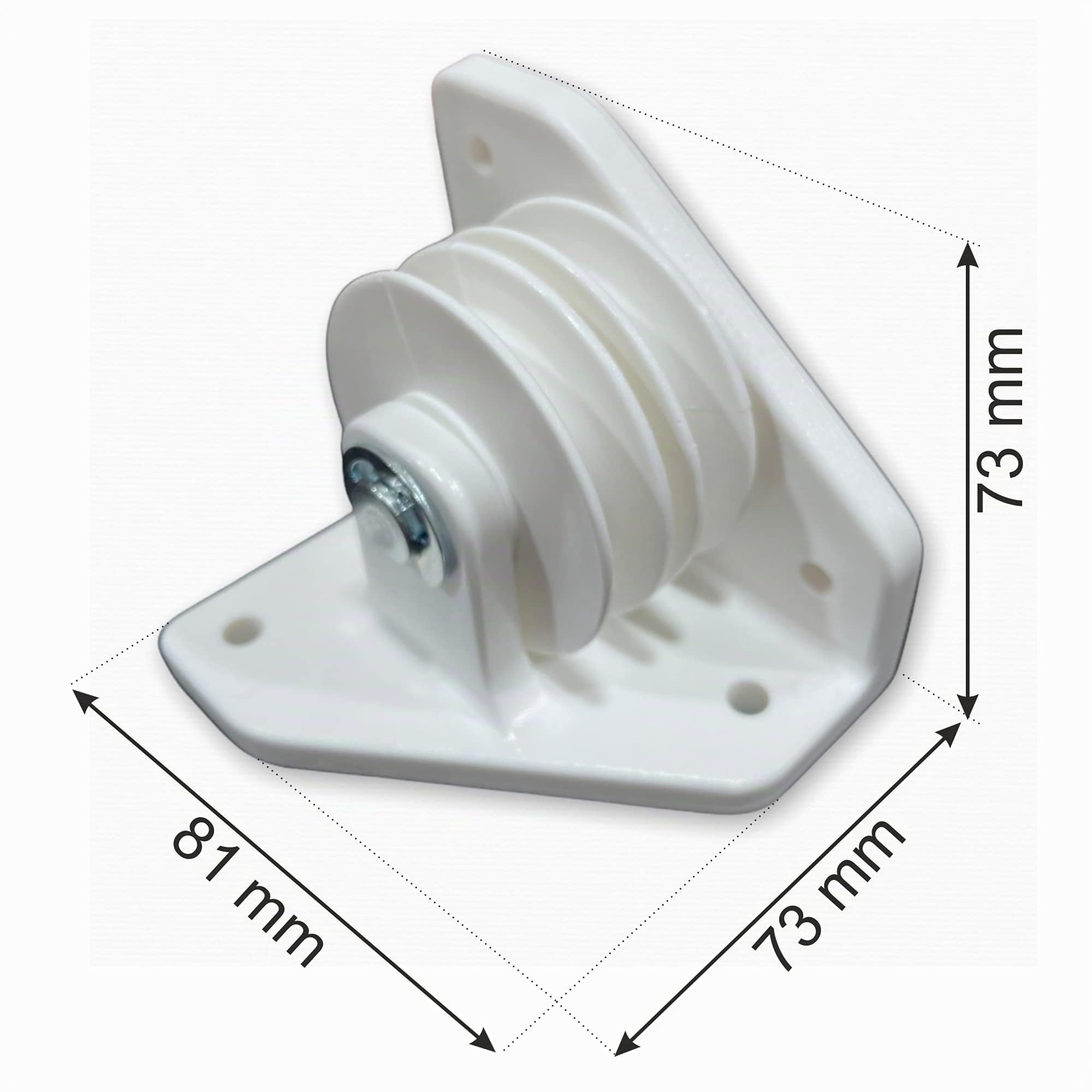 Teletoldo Kit de poulies pour pergola coulissante Blanc | 3 poulies (2 centrales + 1 latérale) | Nylon silencieux + goupille métallique | pour corde Ø5-6 mm | jusqu'à 7 x 7 m