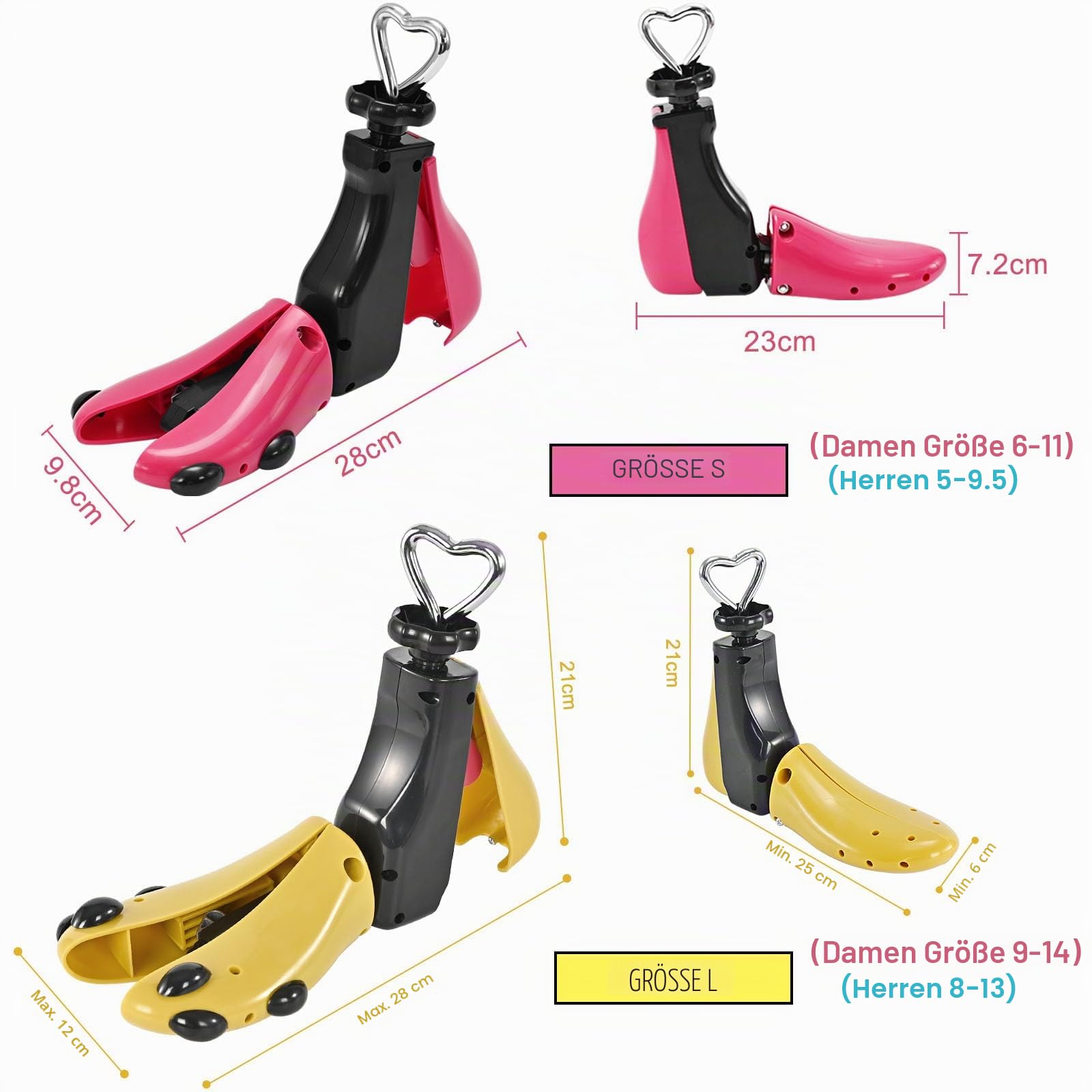 JJDPARTS Schuhspanner für Damen, Herren, Stiefelspanner für Damen, verstellbar, Unisex, breite Füße, Rot