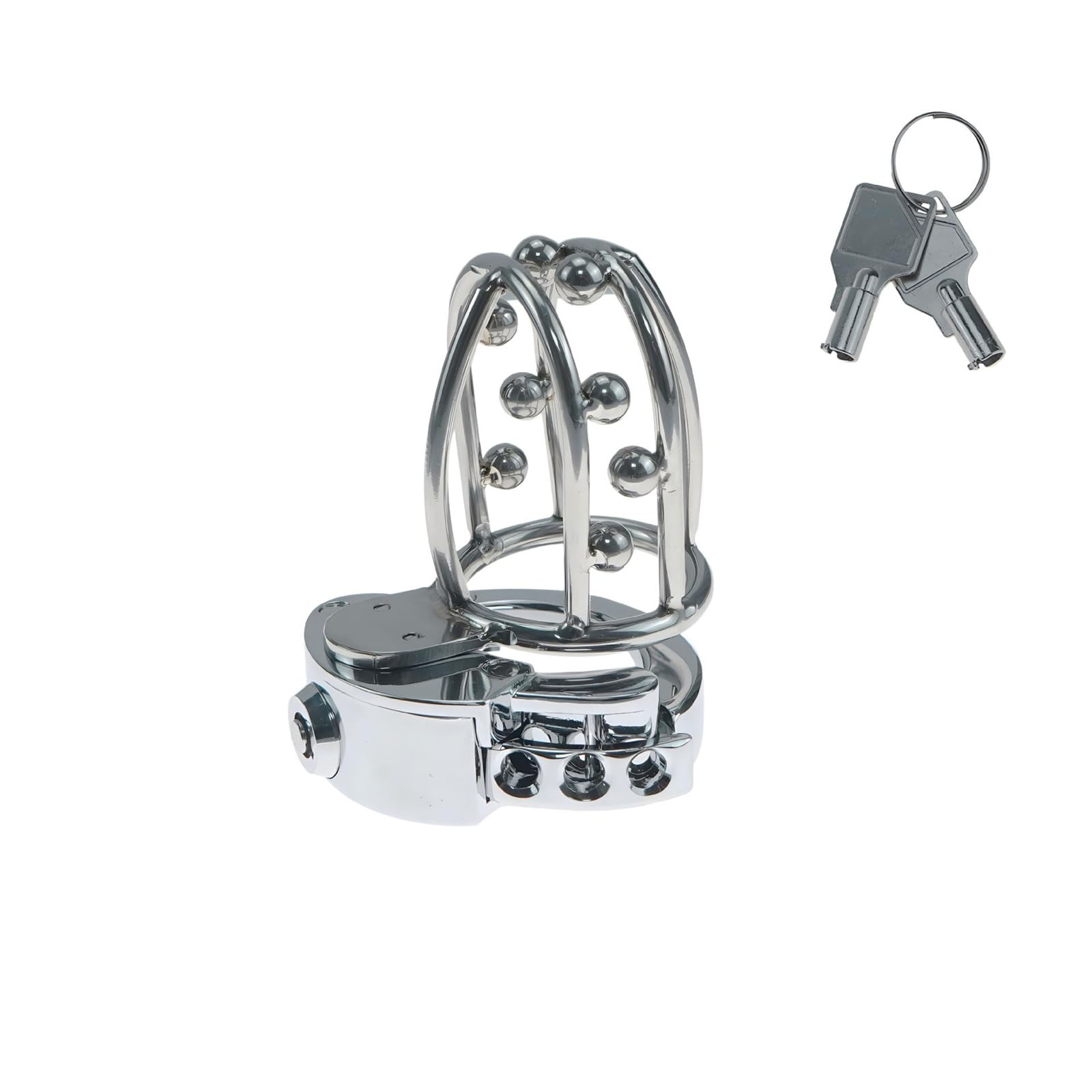 Serrure de chasteté en métal pour hommes, Perles intégrées cage à pénis serrure à pénis réglable anneau de pénis cage de chasteté entraînement cage de poulet couple