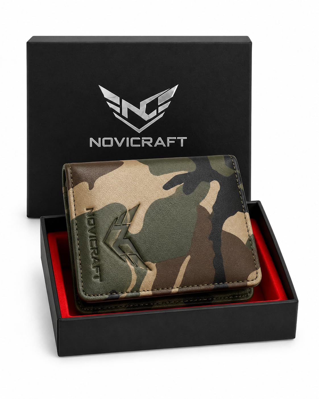 Casual Artificial Leather Wallet | Multiple Card Slots | ID Window | Coin Pocket | Double Cash Compartments | Durable Bifold Wallet for Daily Use Camouflage/Army-picture-14