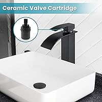 Vista 7 de gotonovo Grifo de baño alto en cascada, grifos de baño de una sola manija para fregadero de 1 agujero, grifo para lavabo tipo vasija de acero