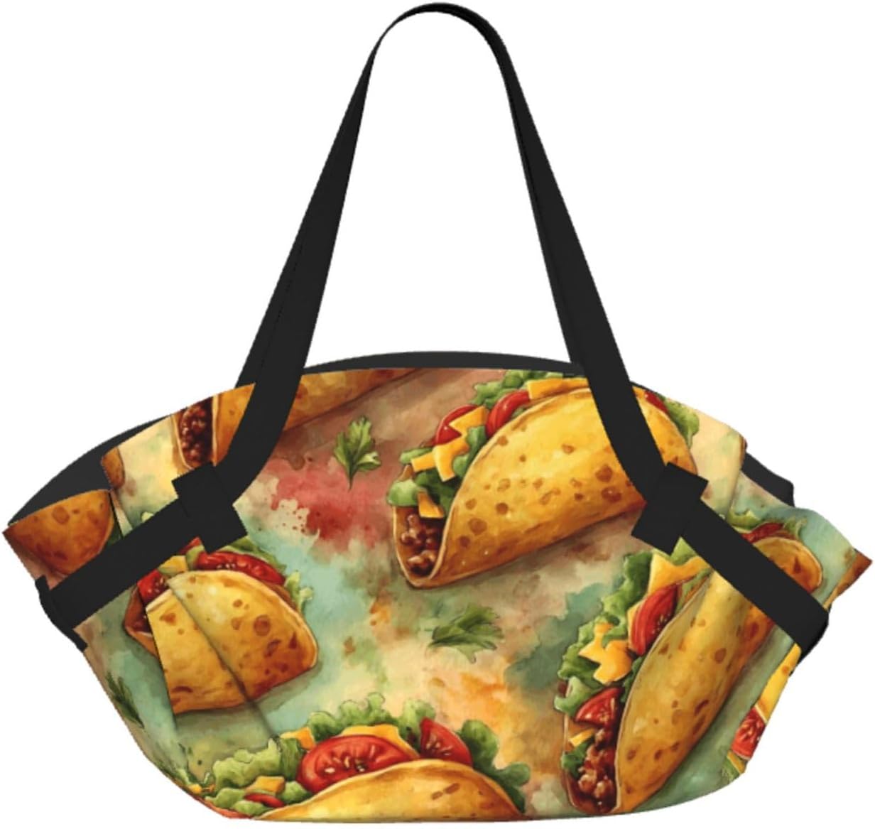 Taco (2) Pattern Foldable Camping Tote Bag Picnic Blanket Bag Portable Beach Mat Tote Waterproof Outdoor Picnic Mat Carry Bag