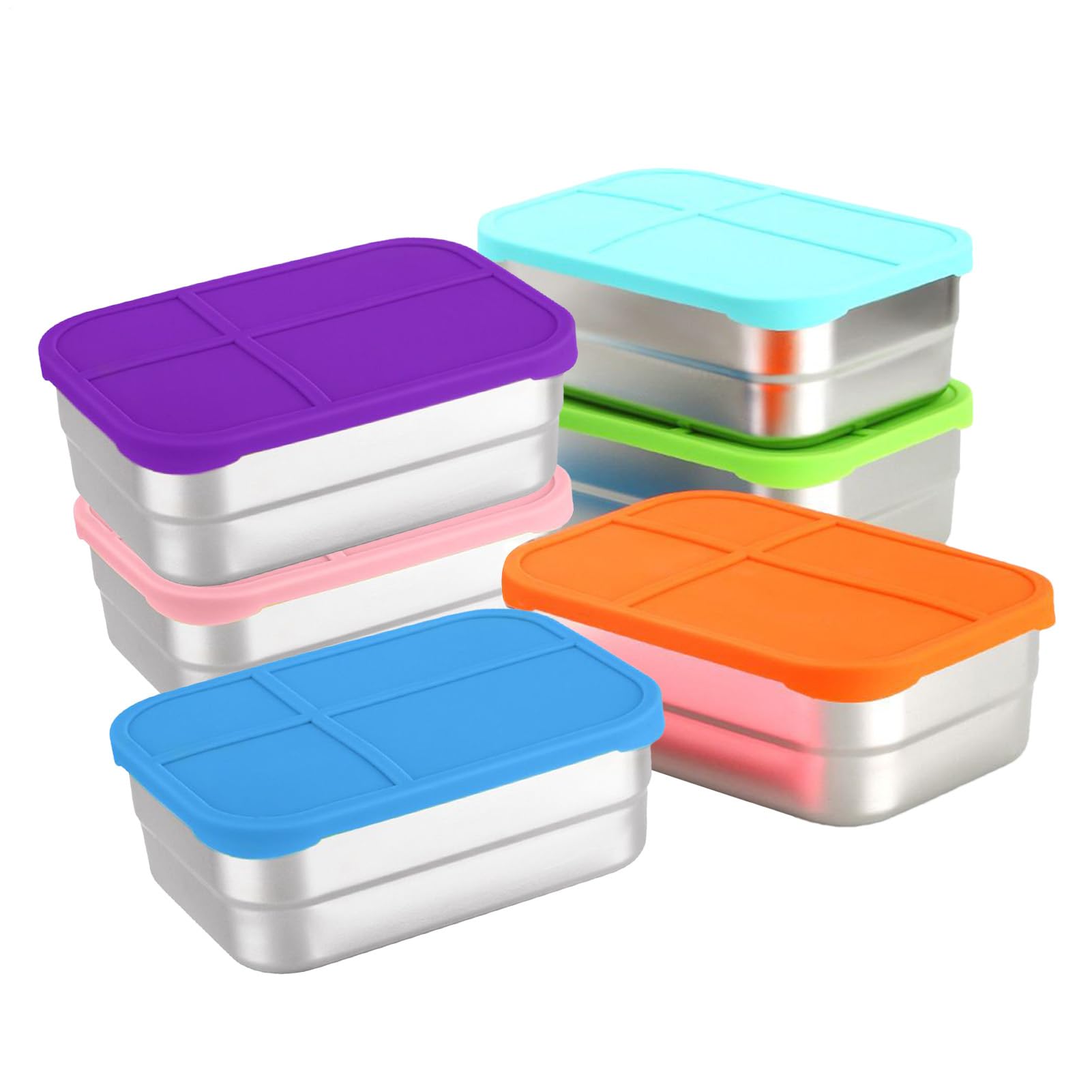 Recipiente De Almuerzo De Acero Inoxidable Almacenamiento | Reutilizable Para Viaje, Picnic, Guardería, Deportes, Oficina, Hogar, Camping, Senderismo, Aire Libre