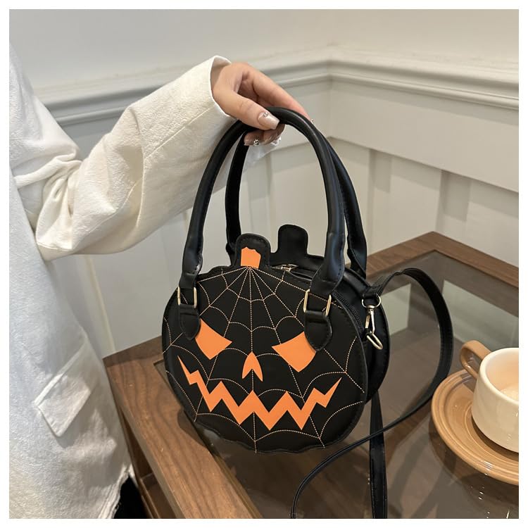 Halloween Purse Pumpkin Purse Crossbody Bag Novelty Devil Shoulder Bag PU Leather Halloween Pumpkin Crossbody Purse2