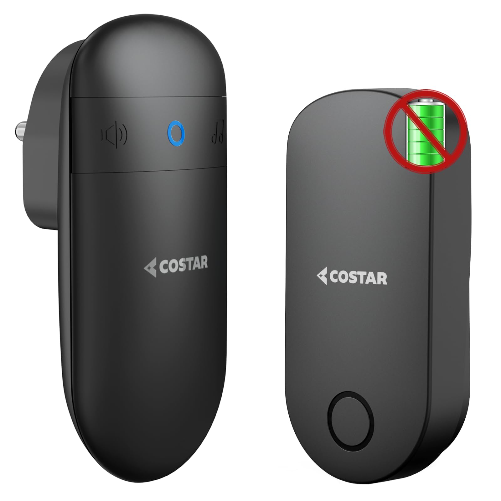 COSTAR Self-Powered Battery Free Wireless Door Bell Kits Chime Cordless Calling Bell-1000ft Range with 52 Chime Pebble 600-image-47