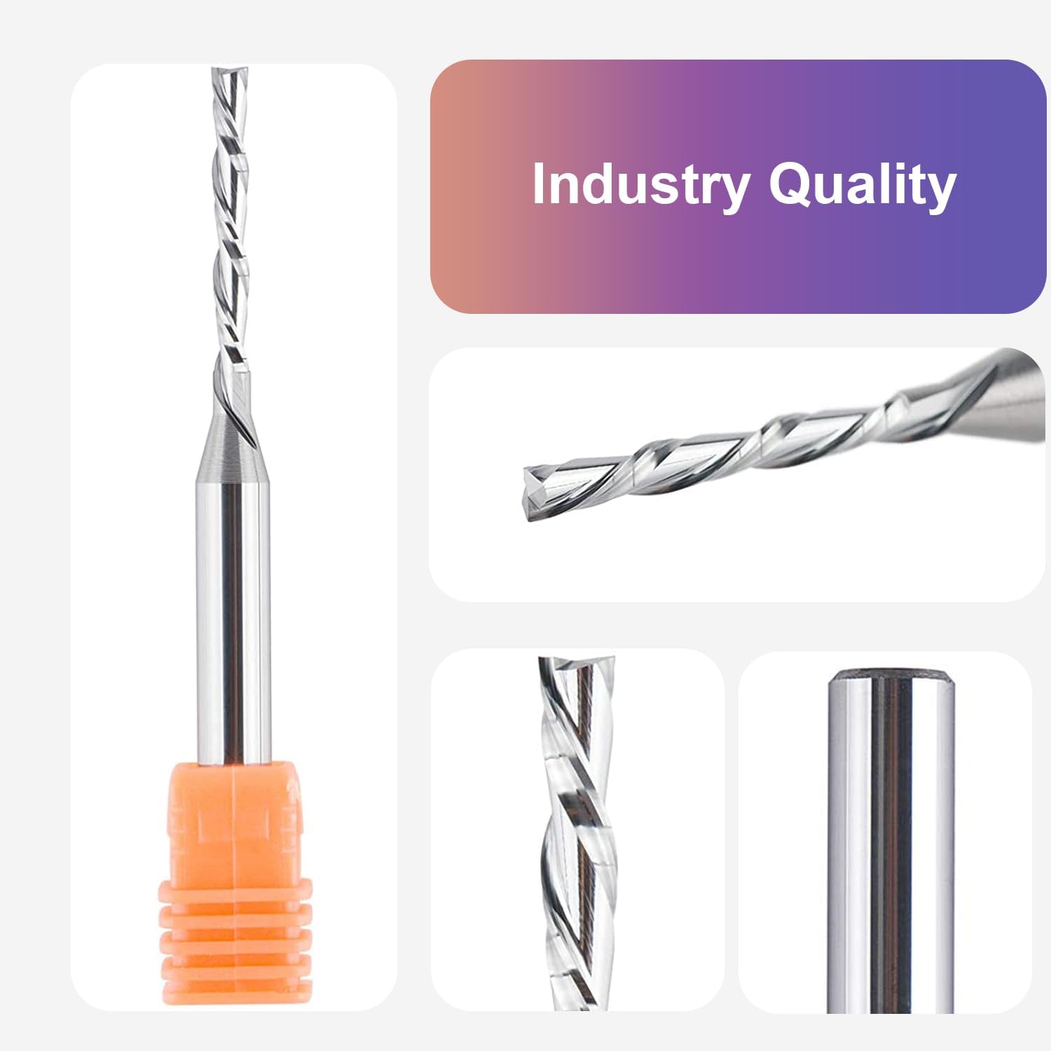 SpeTool Down Cut Spiral Router Bit 1/4 Inch Shank 1/8 Inch Diameter 1 Inch Cutting Length Solid Carbide End Mill 3 Inch Total Length for Woodworking - Image 3