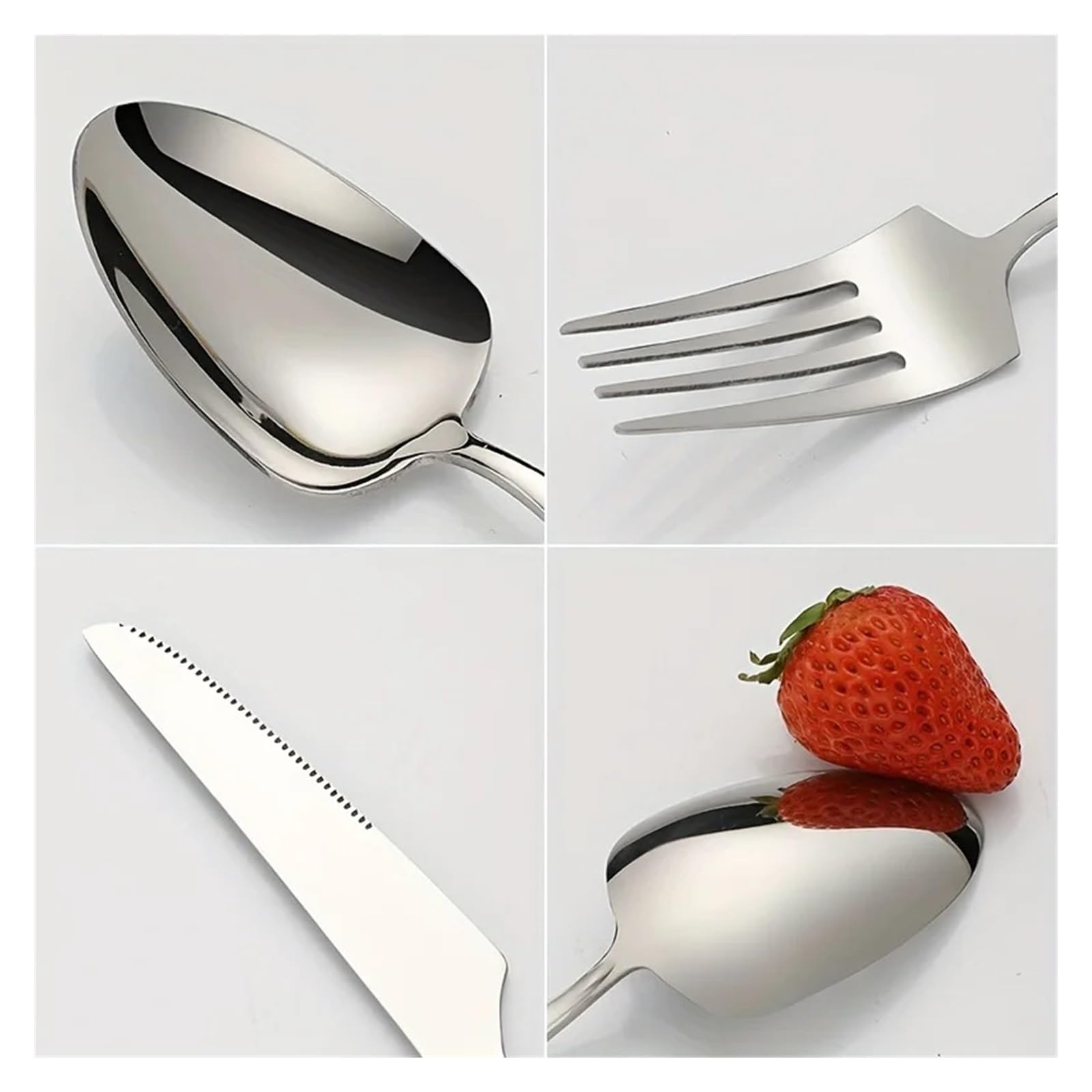 Juego de cubiertos de acero inoxidable de 24 piezas, acabado plateado | Set de vajilla con cuchara, tenedor y cuchillo para hogar y comedor comercial(30pcs silver)