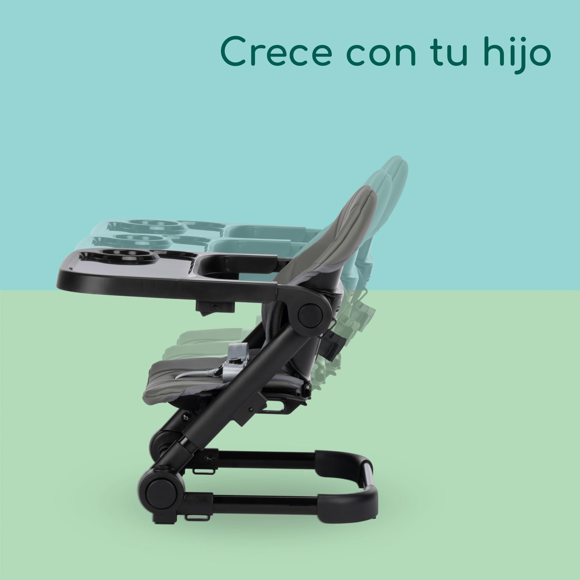 Bebeconfort Moly, Silla Elevadora para Niños, 6M-3Años, 9-15 kg, Trona Portátil para Bebés Ligera, Plegado Compacto, 3 Alturas Ajustables, Asiento de Mesa, 3 Posiciones de Bandeja, Tinted Grey