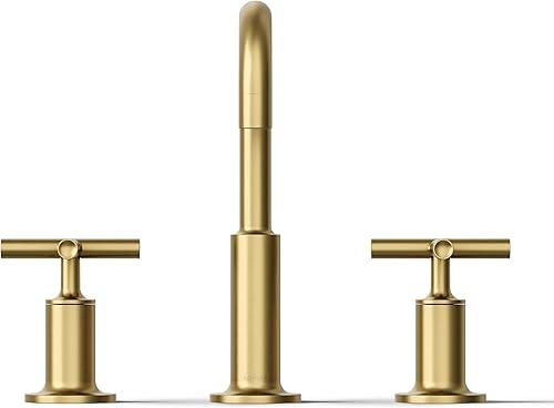 Miniatura 10 de KOHLER K-14406-3-2MB Purist - Grifo de lavabo de baño con asas de cruz baja, latón cepillado vibrante Latón cepillado vibrante.,Vibrant Brushed