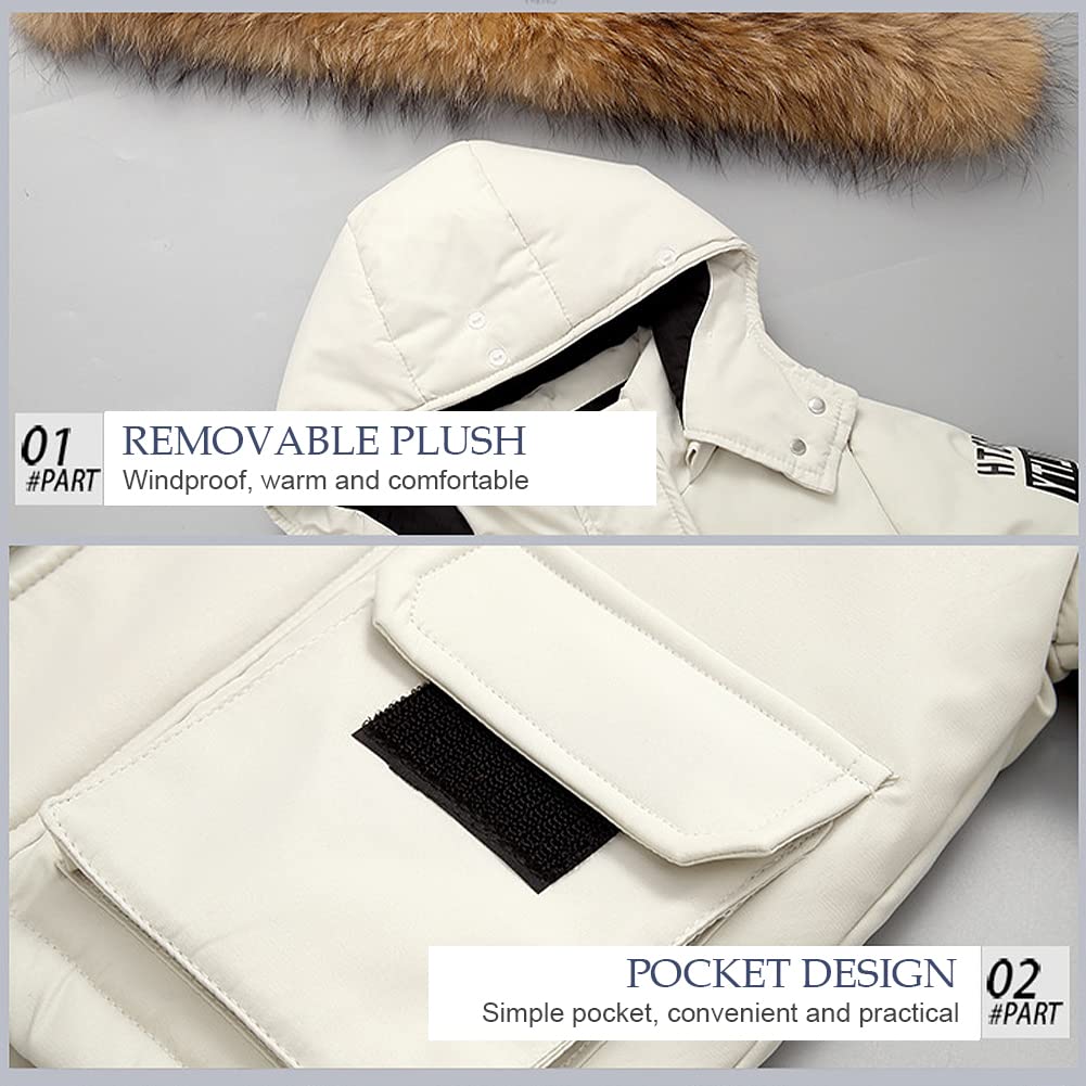 Enfant Combinaison de Ski Garçon Fille Ensemble 2pièces Doudoune Veste de Duvet à Capuche + Pantalon de Ski Costume de Neige