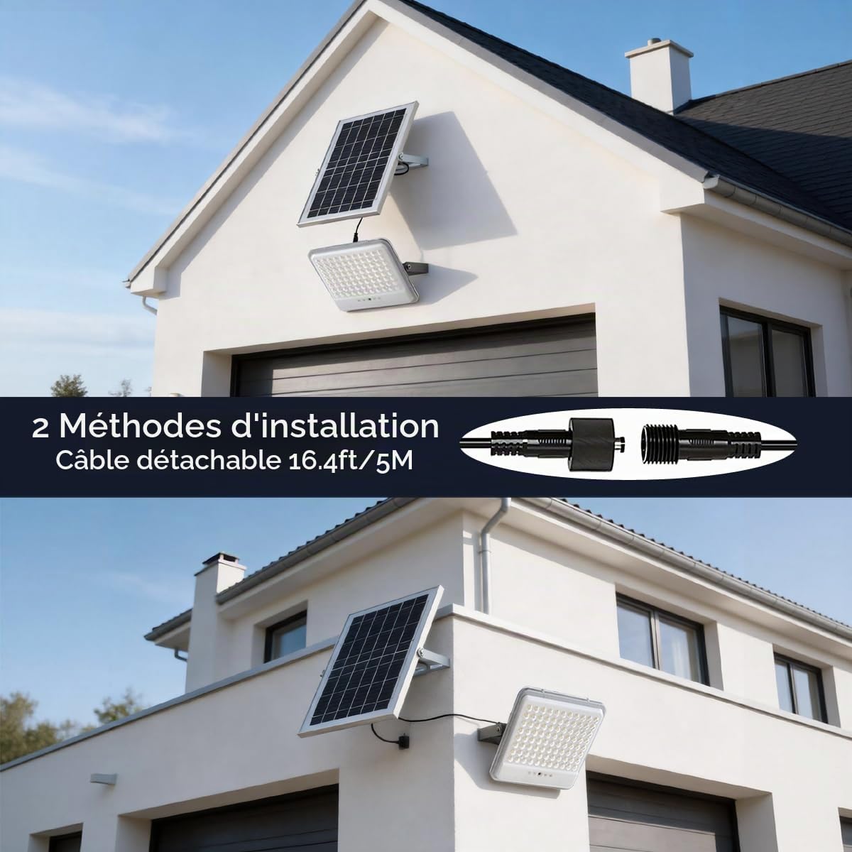 YACAISI Lumières d'inondation solaires extérieures imperméables, 10000Mah solaire alimenté à l'extérieur de la lumière de rue, éclairage commercial de sécurité du crépuscule à l'aube