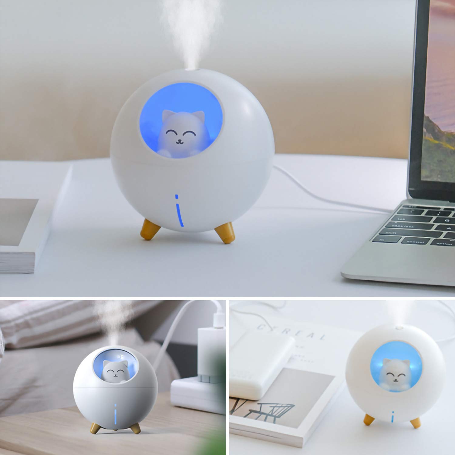 Mini nawilżacz, przenośny nawilżacz ultradźwiękowy USB, nawilżacz środowiskowy z funkcją lampki nocnej, cichy nawilżacz dla dzieci, dom, biuro, sypialnia/630/3027
