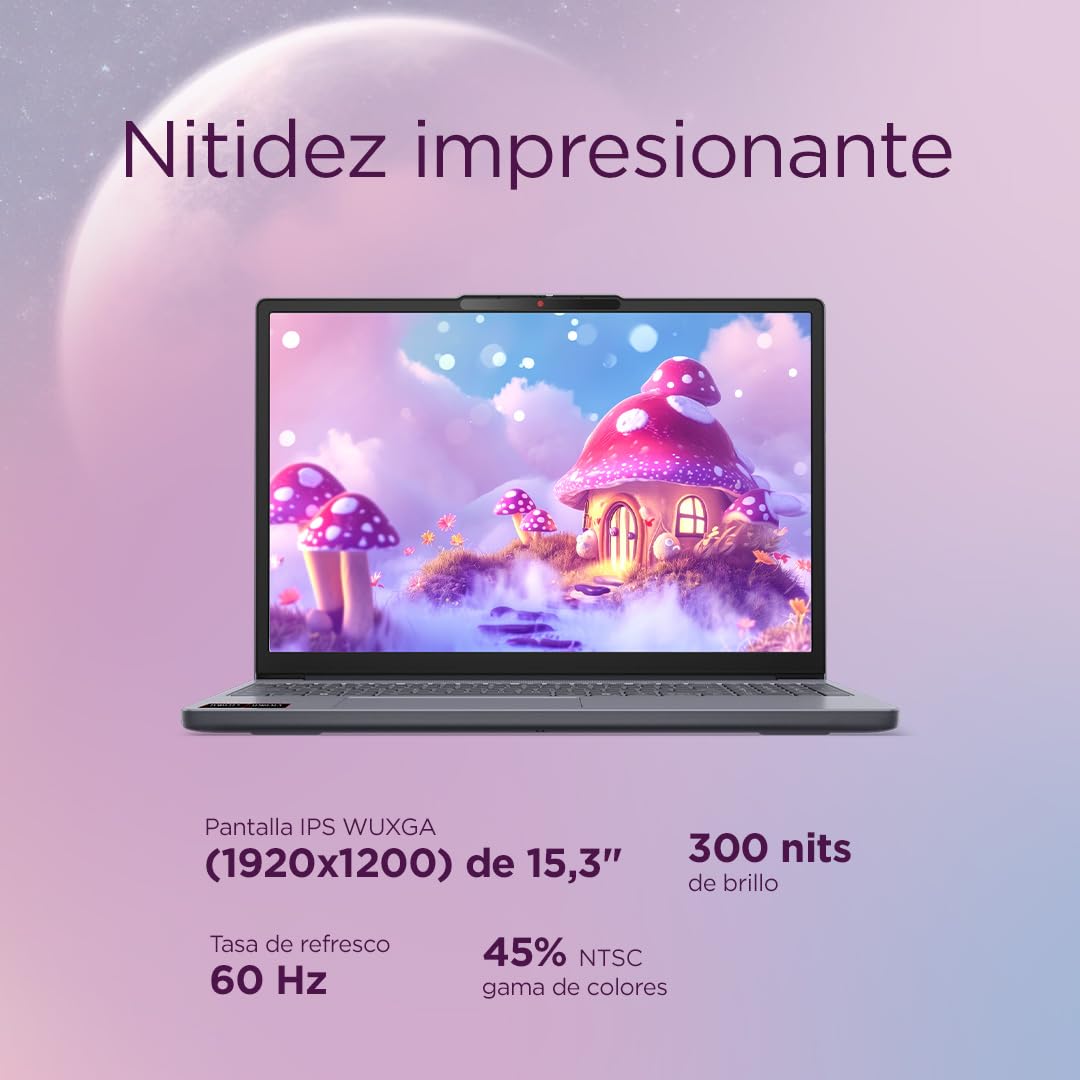 Lenovo IdeaPad Slim 3 Gen 10 – Ordenador Portátil 15.3" WUXGA (AMD Ryzen 7 170, 16 GB RAM, 1 TB SSD, Wi-Fi 6, USB-C, Windows 11 Home) Teclado QWERTY Español - Gris Luna