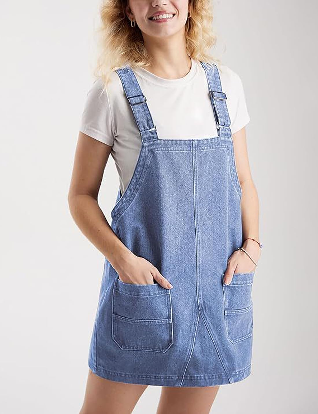 Sukany Tuta da donna casual in denim con cinturino regolabile allentato jeans corti pagliaccetti maglioni