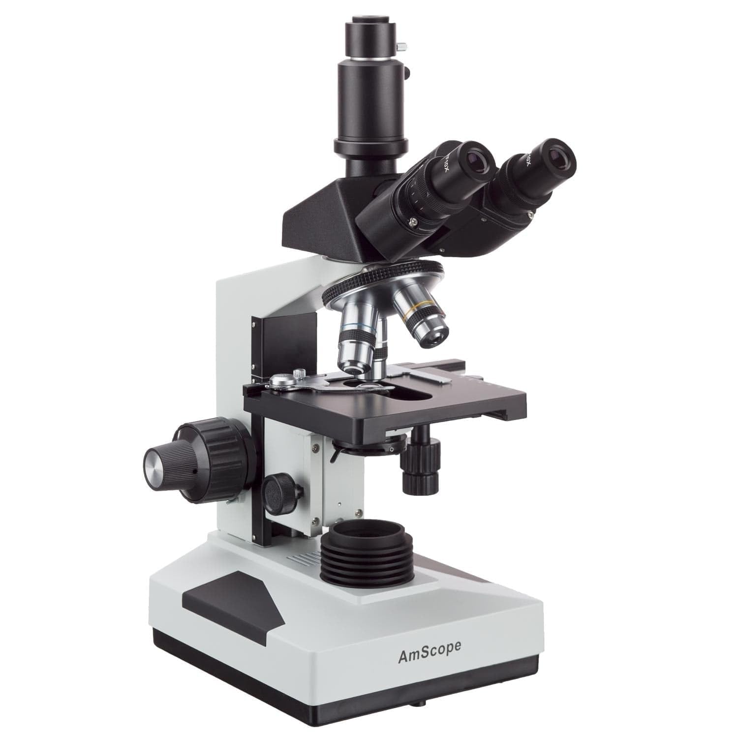 AmScope Microscopio compuesto biológico trinocular, aumento 40X-1600X