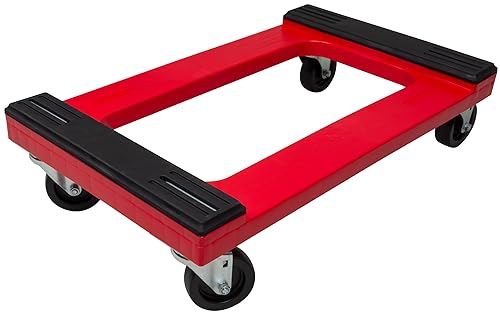 Akro-Mils RMD3018RC4PAR - Carretilla de plástico para muebles de 4 ruedas con marco reforzado de acero y ruedas giratorias de 4 pulgadas de 4