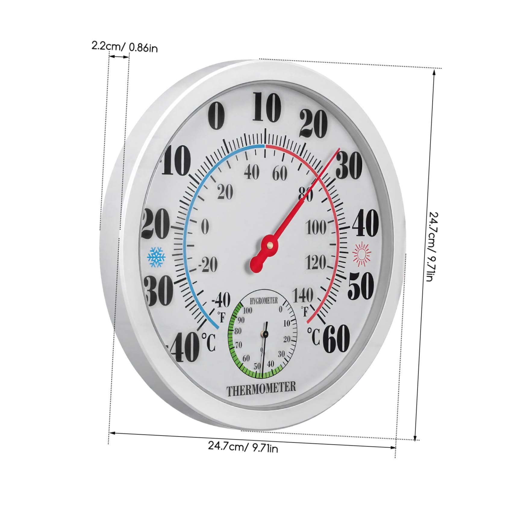 POPETPOP Igrometro Termometro da Parete per Interni Bianco in Plastica Abs Display Chiaro, Design Compatto Moderno per Soggiorni e Saune