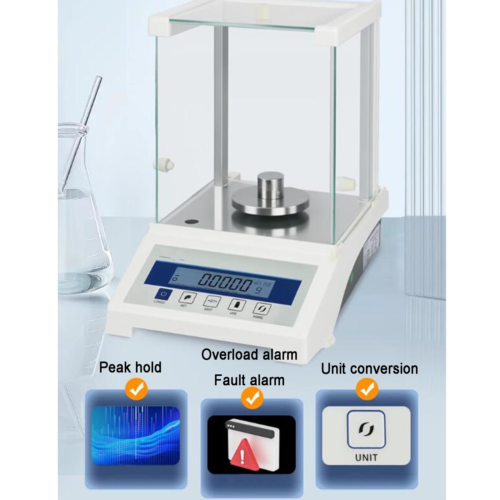 Balance Analytique Électronique, Balance Numérique Précise 0,0001 G, avec Écran LCD, Sortie De Données, Étalonnage Externe, Pare-Brise, pour Laboratoire, Pharmacie, Usine Chimique