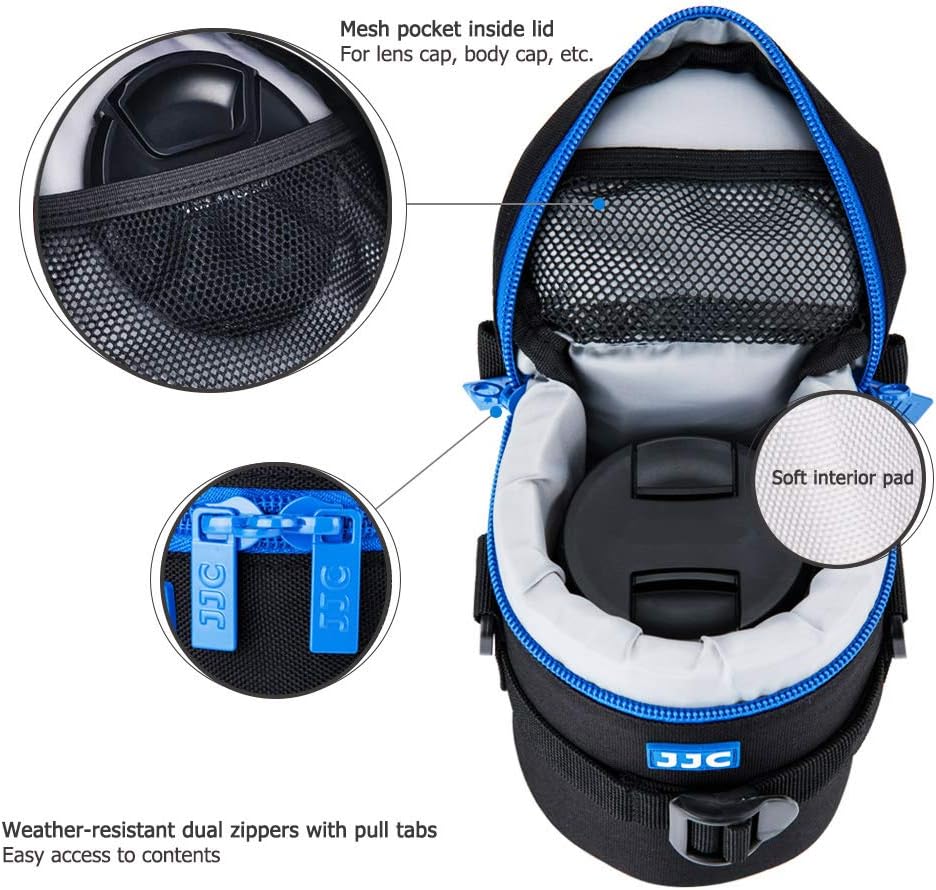 JJC Deluxe Lens Case Pouch for Canon EF 75-300mm f4.5-5.6/EF 24-105mm f4L/EF 16-35mm F4L/RF 75-300mm f4-5.6,Nikon AF-S 24-70mm f2.8/16-35mm f4G/70-300mm f4.5-6.3G & More Lens below 3.15" x 6.1"(D x L) - Image 4