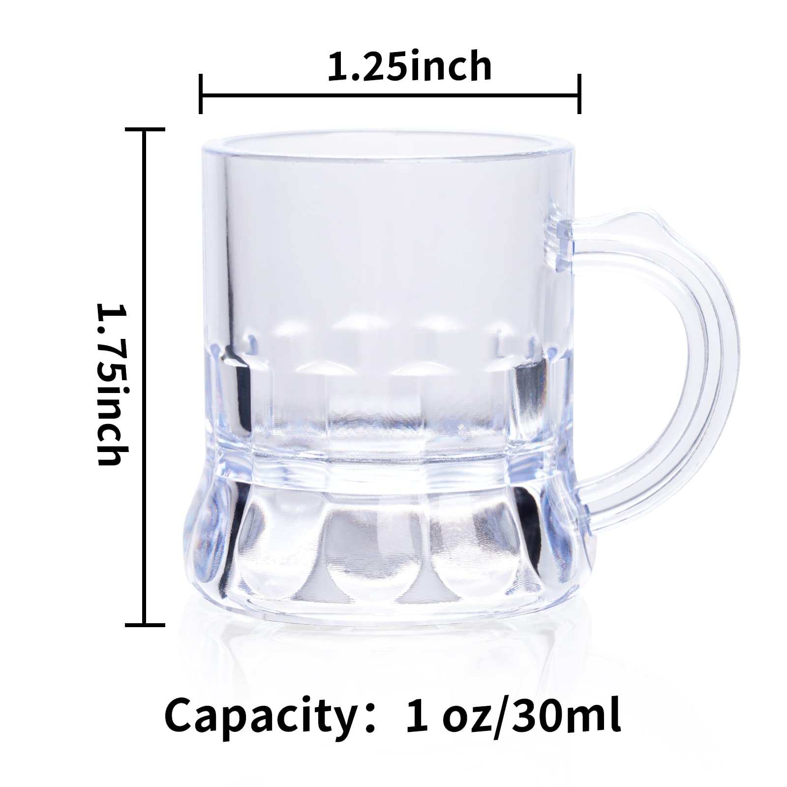 ZZYFGH Mini Beer Mugs, 1 Oz Clear Plastic Shot Glasses Beer Mug with