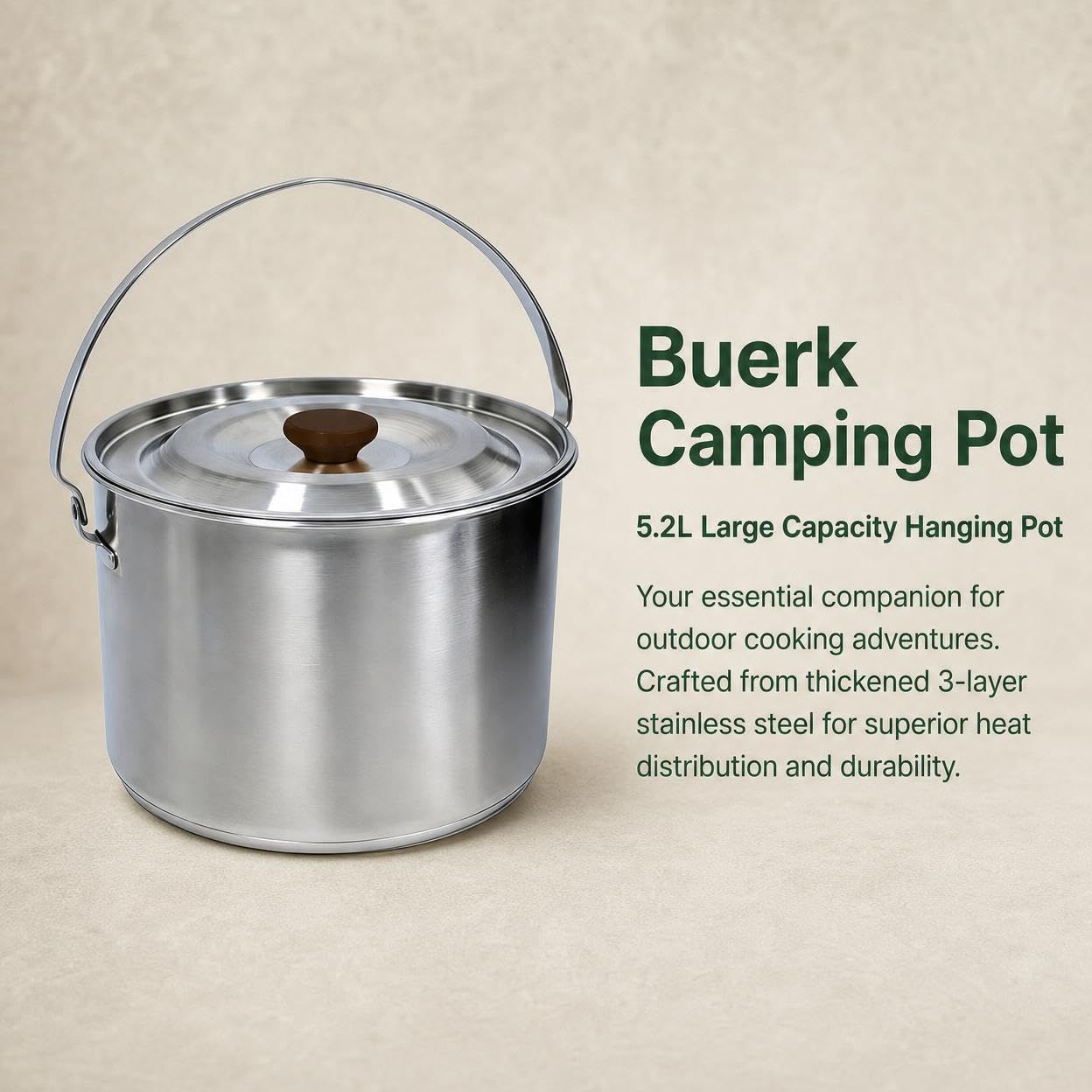 1 Juego Olla Colgante Acampar Set Sartenes Acero Inoxidable Compacto Antiadherente Apto para Montañismo Picnic Cocina al Aire Libre, style to 2