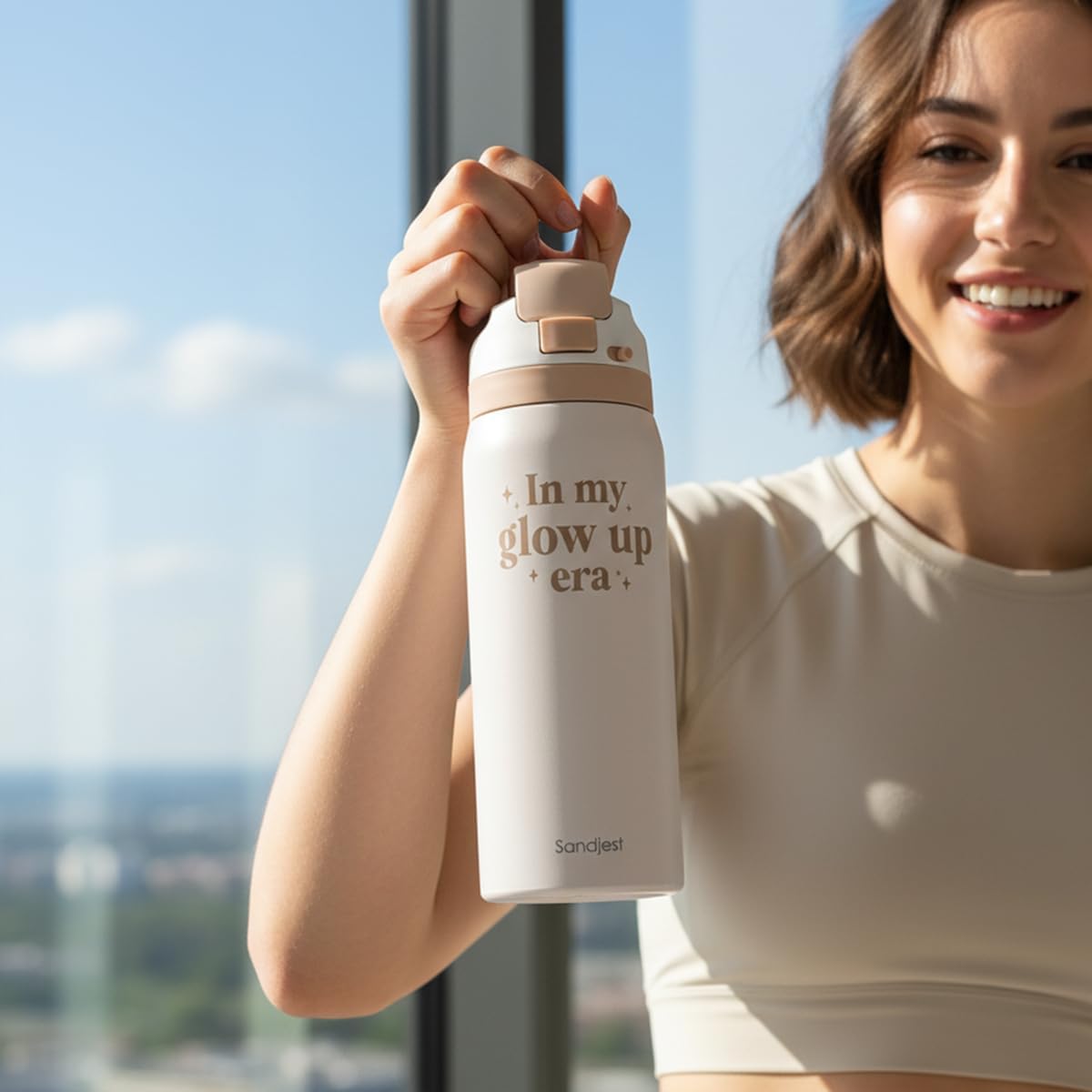 Inspiration Insulated Stainless Steel Water Bottle with Straw for Sports and Travel, In My Glow Up Era, 32oz Gifts for Women Girls Friends Teens Birthday Christmas - Image 6