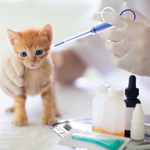 Miniatura 6 de Zubebe Kit de tubo de alimentación para cachorros, 15 piezas, incluye biberón, pezones, jeringas de enfermería, dispensador de píldoras, 0.3 fl oz y