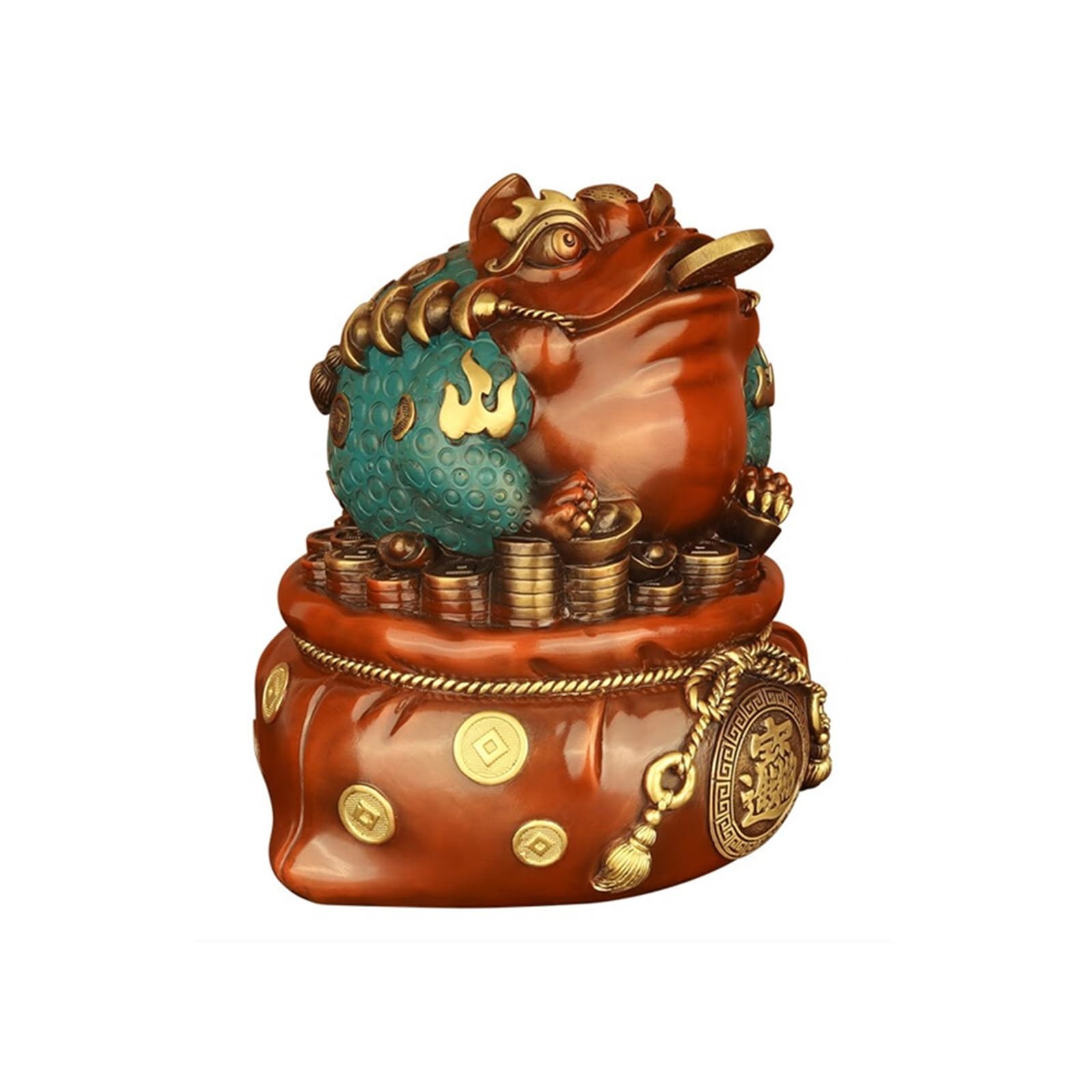 Estatua de Feng Shui Sapo de 3 patas - Estatua de rana de latón Escultura animal Estatuilla de la suerte Decoraciones for el hogar Sala de estar Adorno de Feng Shui Rana de dinero de la suerte Atraer