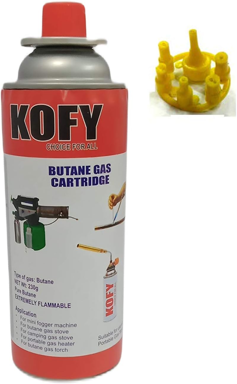 Kofy Gas Lighter Pure Butane Fuel Can For Soldering/Camping/Flame Torch/Stove Gas can 500 Ml With 6 Pin Connector (1)