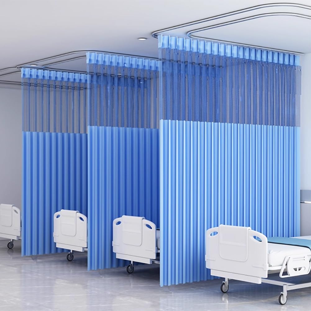 GRRICEPL Krankenhausvorhang Raumteiler, Keller Trennwand, Privatsphäre Medizinischer Vorhang Klinik Vorhang, Ohne Metallbügel(Green-A,180x230 cm)