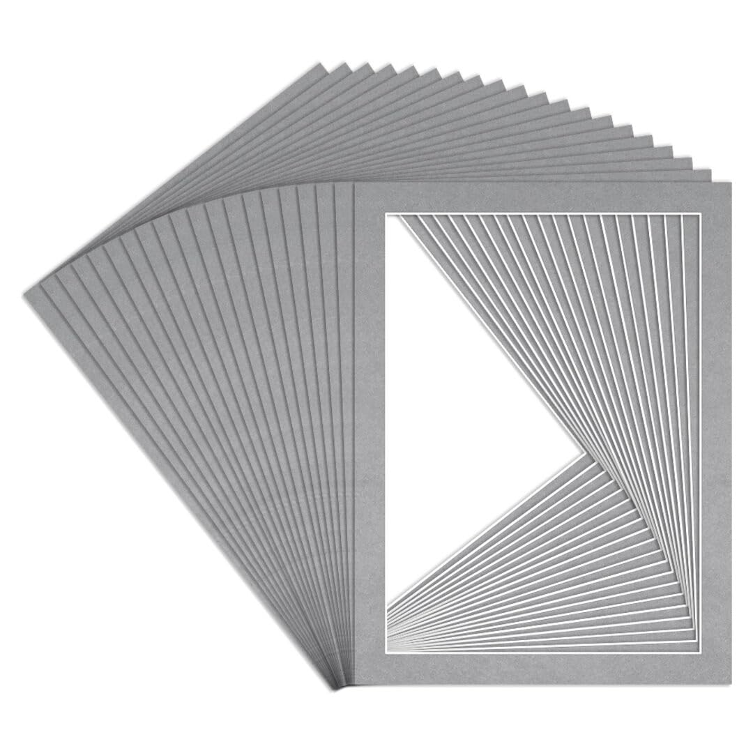 Procut Global 8x6" Silver Picture Mounts to Fit 7x5" Aperture - Precision Cut Cardboard Photo Mount - Ideal for Frames, Prints, Artwork & Certificates - Sizes & Colours Available - 20 Pack — image 1