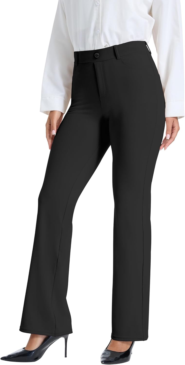 VIMPEP Flare Bootcut Yoga Dress Work Pants Pull On Stretchy Slacks for Business Casual with 4 Pockets 109