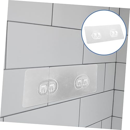 Miniatura 7 de Zerodeko 20 piezas de calcomanías transparentes con hebilla de doble garra que no deja marcas, parches adhesivos de plástico resistente, perchas de