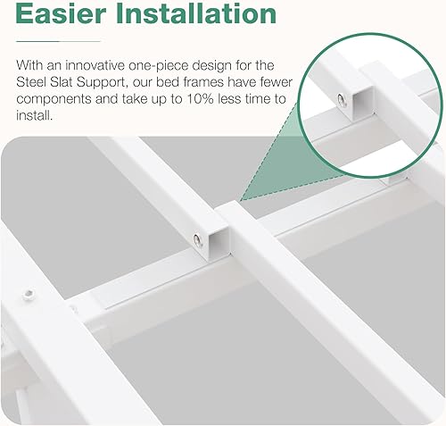 Miniatura 52 de Novilla - Base de cama matrimonial, plataforma de metal de 14 pulgadas, con espacio de almacenamiento debajo de la cama, soporte de listones de