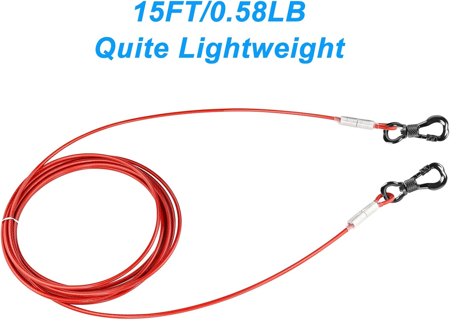 XiaZ Dog Tie Out Cable 15 Feet + 100ft Dog Trolley Runner Cable for Dogs up to 250lbs