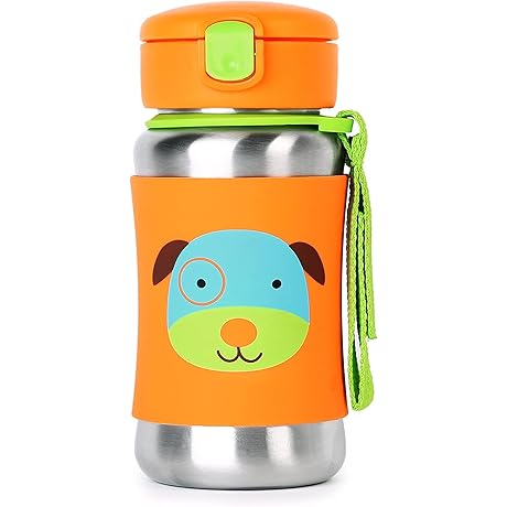 Skip Hop Zoo Little Kid Straw Bottle for Toddlers, Dog
