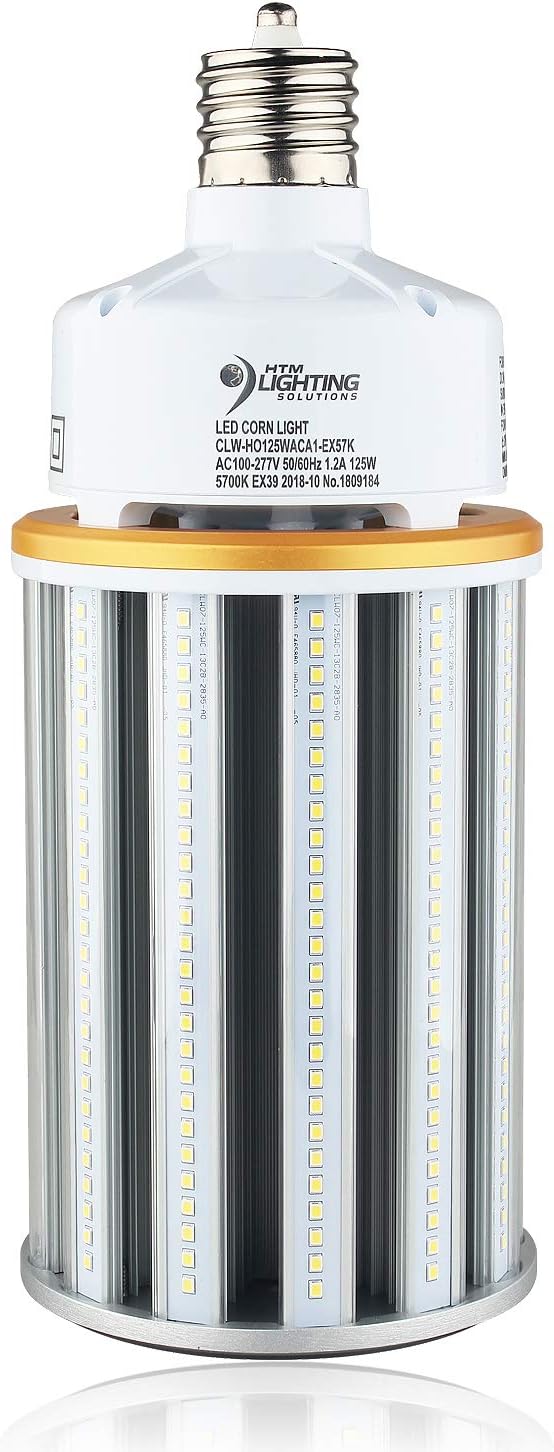 125W LED Corn Light Bulb (500W-800W MH Retrofit) Fan-Less Design - Ex39 Large Mogul Base - 100-277VAC - UL Listed & DLC Qualified - LED Street Lighting, LED High Bay Lights– 16,000lm (5700K Daylight)