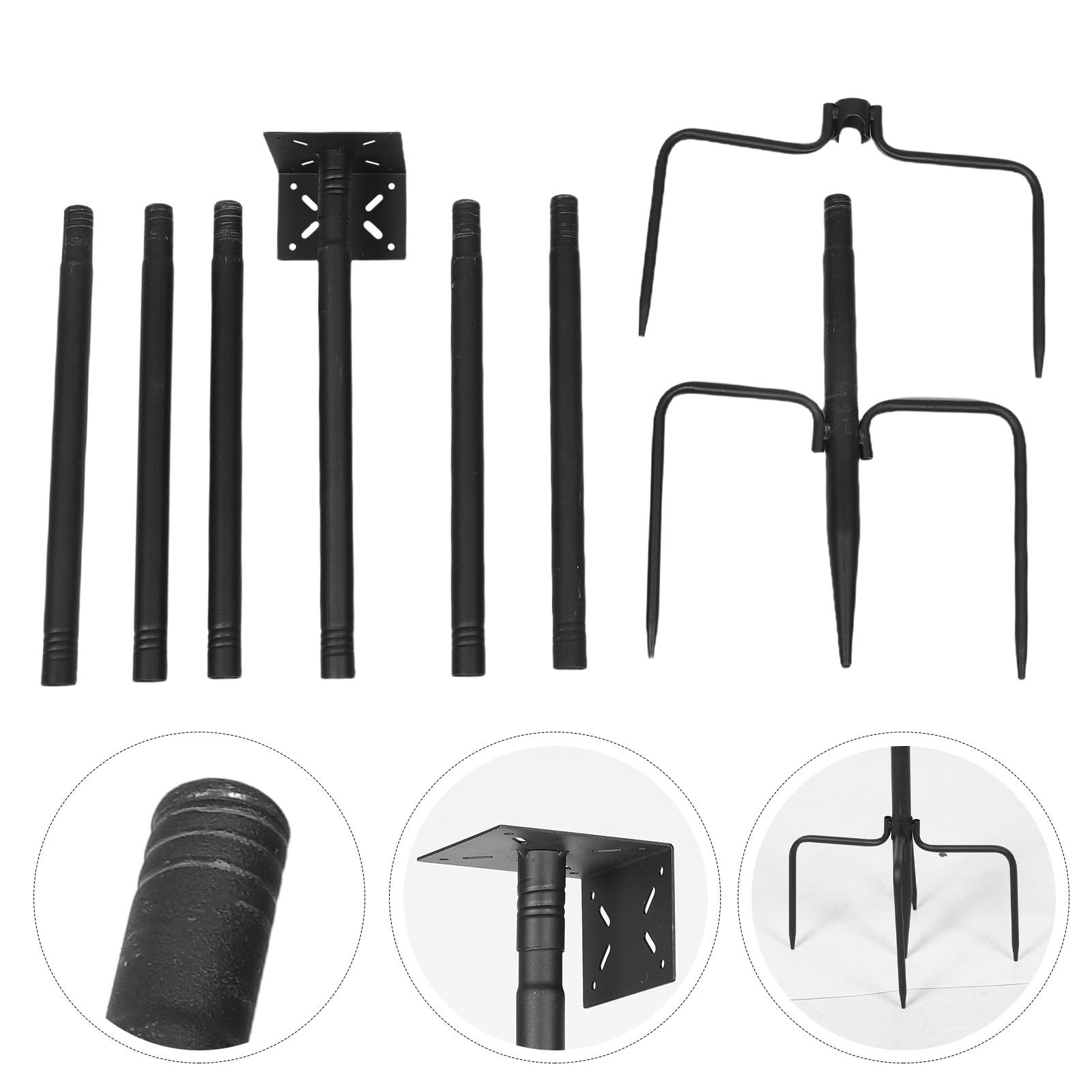 Healeved Soporte Regulable Diseño Independiente Base de 5 Puntas de Hierro Negro para Comederos de Pájaros para Jardín y Patio