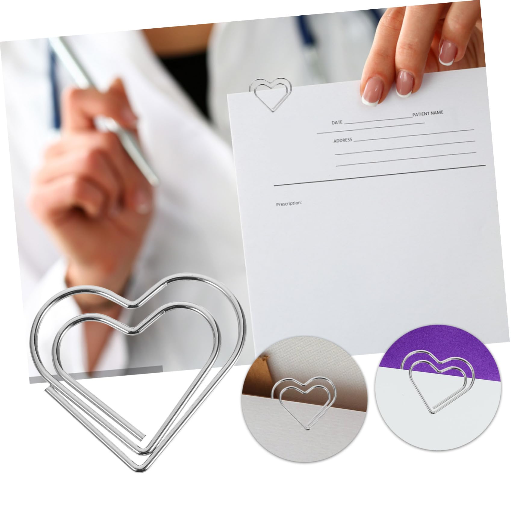 OSALADI 5 Set Graffetta Piccole Clip Di Carta A Forma Di Clip Da Ufficio Di Dimensioni Cuore Cuori Fermagli Di Carta Graffette Decorative Mini Graffette Argento Metallo 100 Pezzi * 5