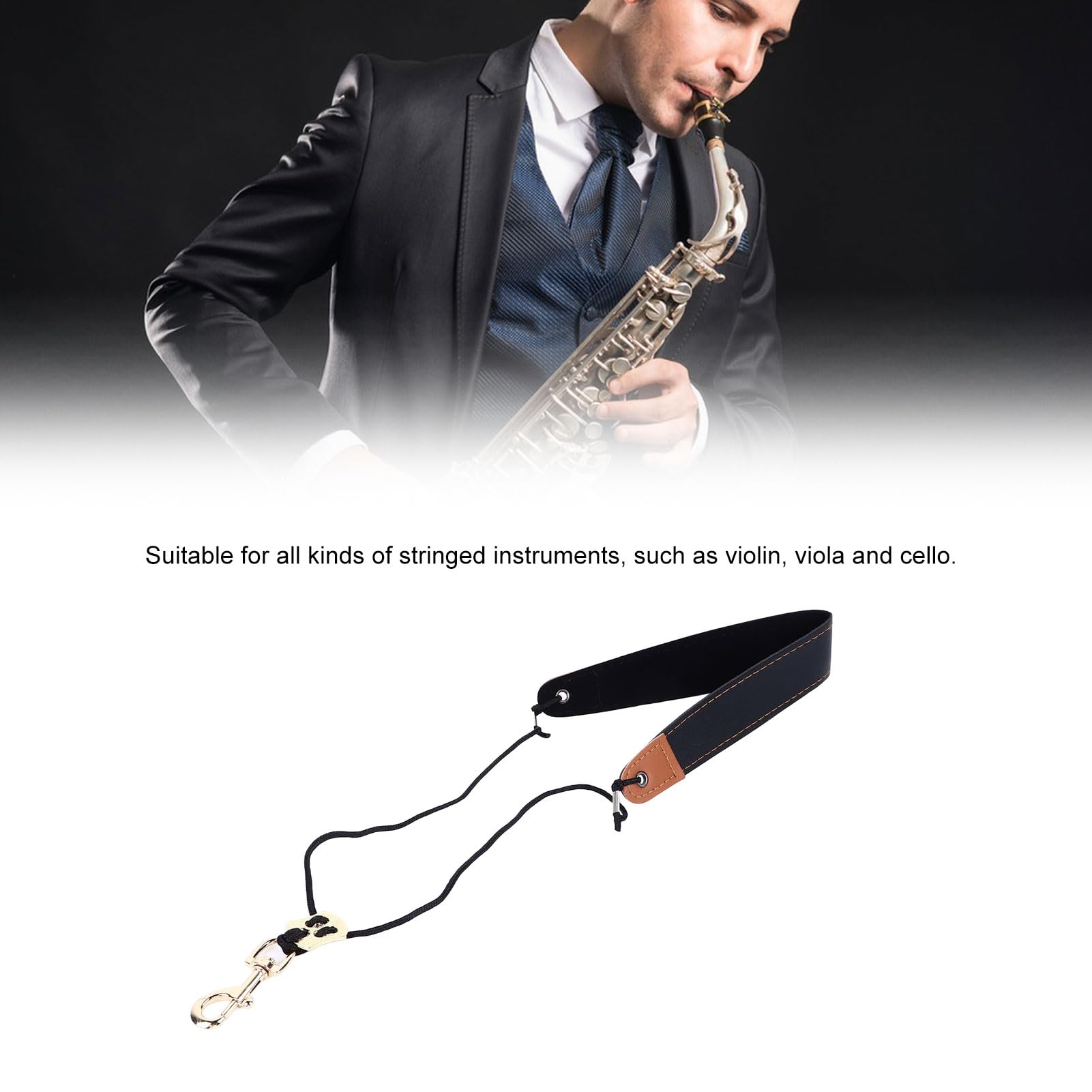 Saxophon-Halsgurt, Rutschfeste Rückseite, Metallschnalle, Leder-Saxophongurt für Bratsche