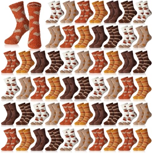 Handepo 60 Pairs Women Fuzzy Socks Bulk Winter Warm Soft Fluffy Crew Slipper Socks