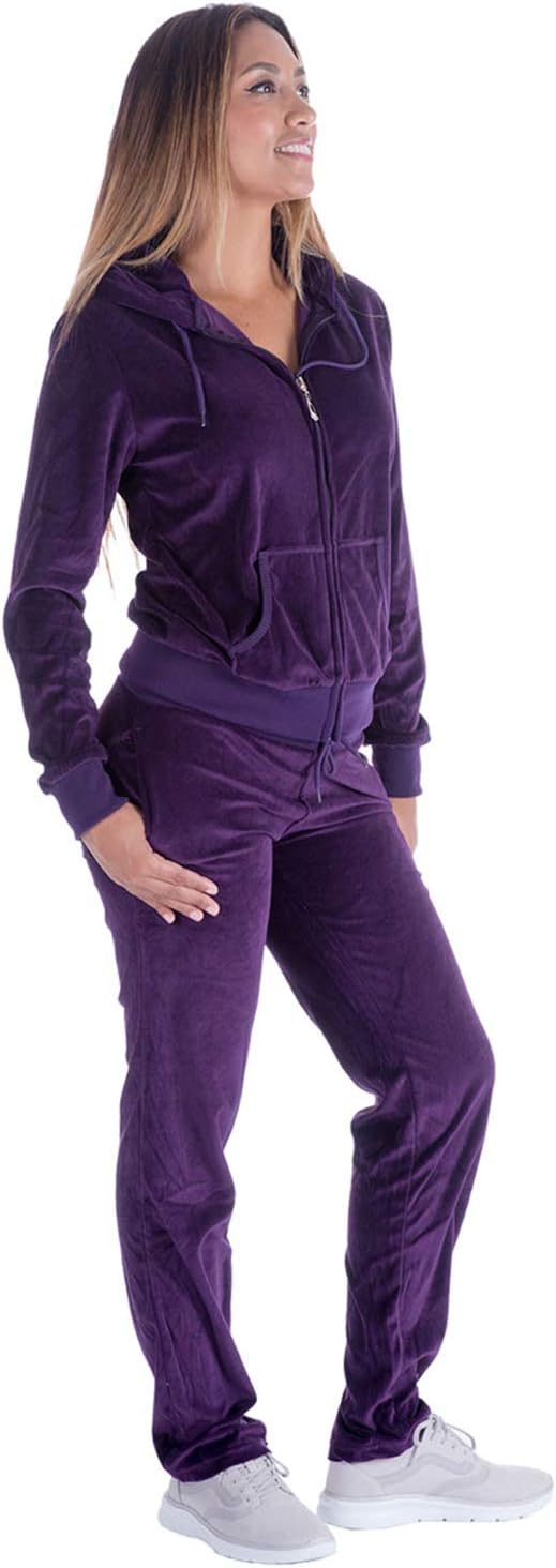 Womens Velour Tracksuit Set Knitted Two Piece Outfits Fashion Zip Up Hoody Sweatshirt and Sweatpants Sweat Suits Sets - Image 2
