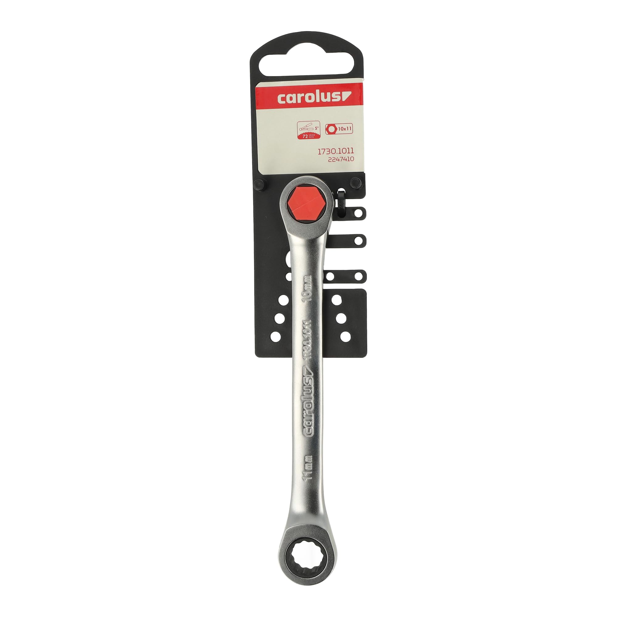 Carolus Double Ring Ratchet Spanner 10 x 11 mm Straight 1730.1011, 10x11 mm