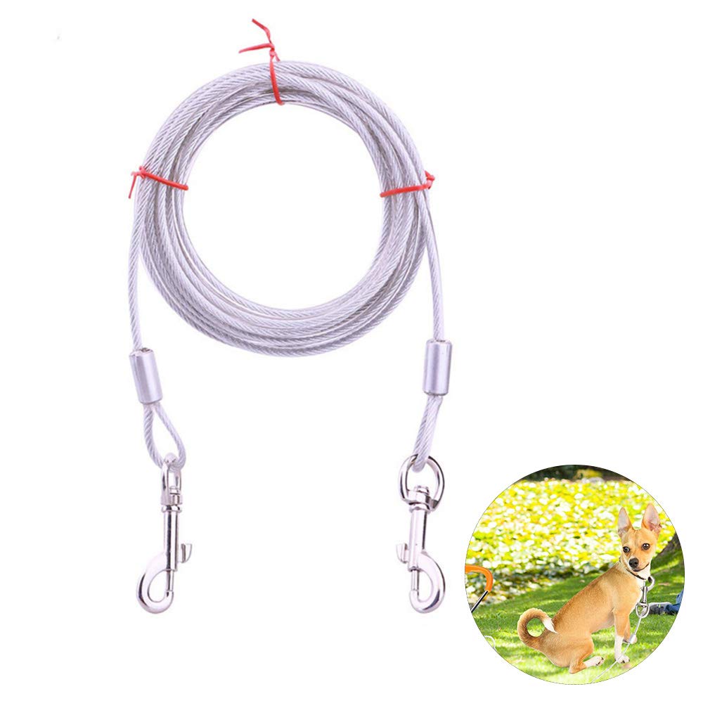 Cavo di collegamento per cani con ganci in metallo resistente, in acciaio inossidabile, copertura in PVC, per esterni, cortile, campeggio