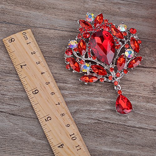 Image of Wedding Bridal Big Crystal Rhinestone Bouquet Brooch Shawl Pin for Women