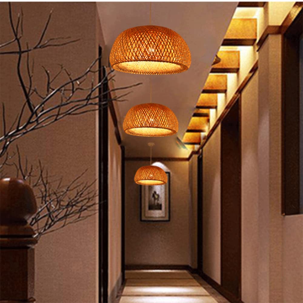 Lampadario Pastorale in Vimini, lampadario a Sospensione, Decorazione retrò Cava, Paralume a Nido d'uccello per Isole Cucina, Sala da Pranzo, Soggiorno